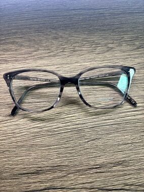Oliver Peoples Translucent Gray Striped Square Optical Frames